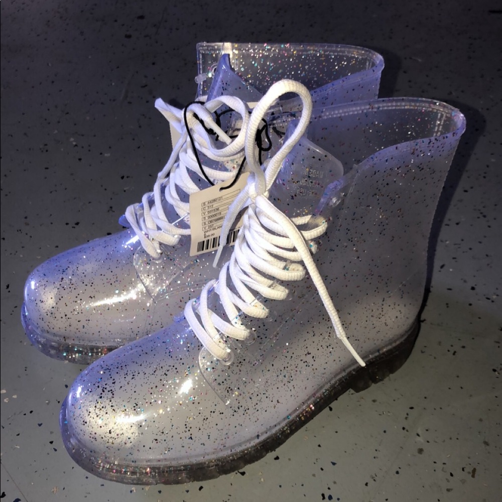 plastic glitter boots